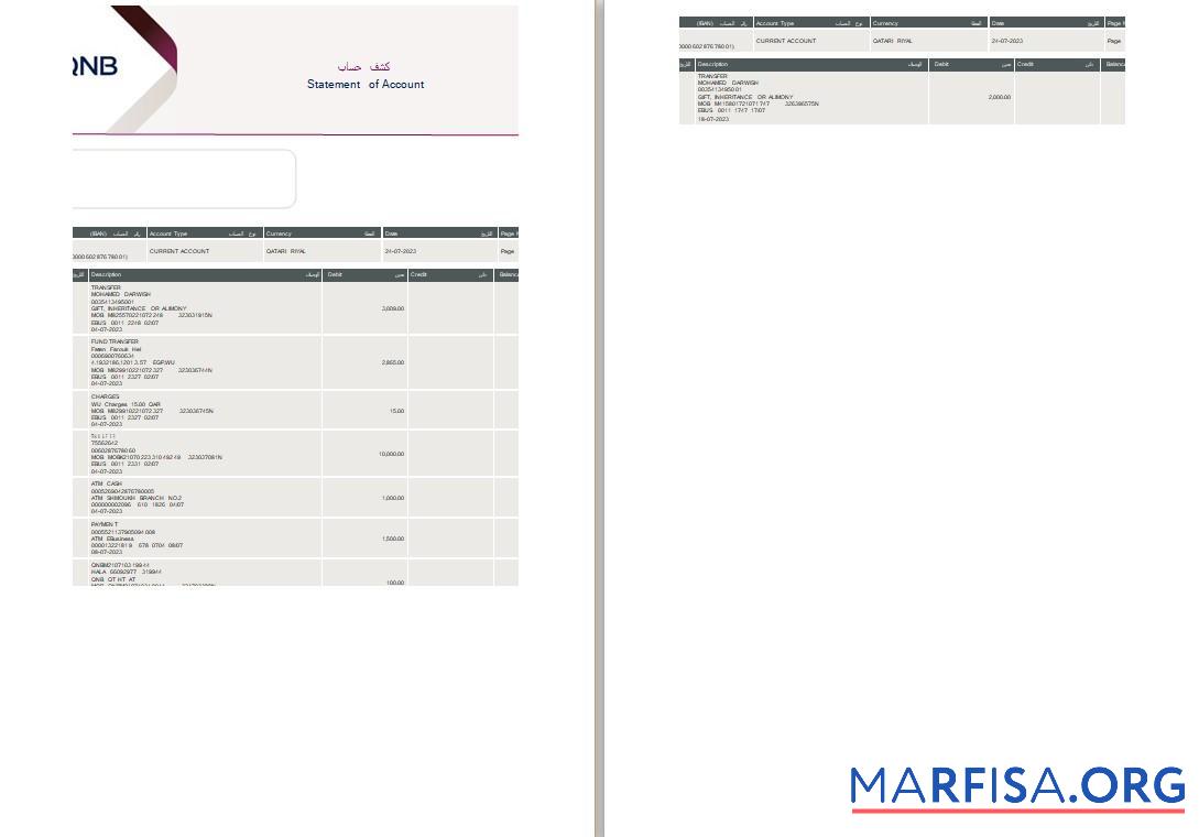 Realistic Qatar QNB statement word 2 pages example